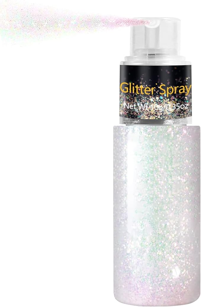 Hair and Body Glitter Spray, Holographic Glitter Highlighter Powder, Face Body Clothes Shiny Glitter, Loose Shimmer Hairspray Festival Rave Prom Accessories, 10g(Sparkling Pink)