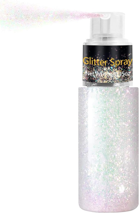 Hair and Body Glitter Spray, Holographic Glitter Highlighter Powder, Face Body Clothes Shiny Glitter, Loose Shimmer Hairspray Festival Rave Prom Accessories, 10g(Sparkling Pink)