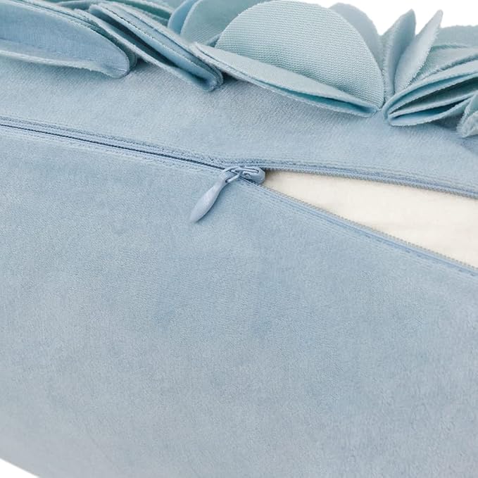 KINGROSE Handmade 3D Floral Accent Throw Pillow Case Soft Pillow Cover Gorgeous Cushion Cover for Sofa Couch Bed Home Decor 12 x 20 Inches Velvet Light Blue | Solid Flower Soft Pillowcase, Gorgeous Cushion Cover, For Sofa Couch Bed Home Decor