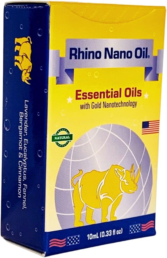 2 Packs - Rhino Nano Essential Oil - Bon Chai Dau Con Te Giac Cong Nghe Nano - 10 mL per Bottle X 4 Bottles per Order - Made in U.S.A.