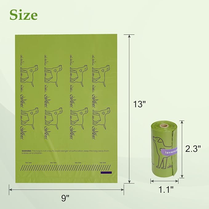 720 Count Lavender Scented 13” x 9” Dog Poop Bags Rolls | Leakproof Strong & Sturdy Waste Bags for Doggie Cat Pet