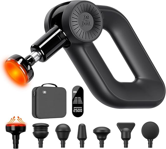 BOB AND BRAD D6 Pro Plus Massage Gun with Heat, Deep Tissue Percussion with 16mm Amplitude, Professional Muscle Massager Gun for Athletes, Quiet Electric Handheld Massager