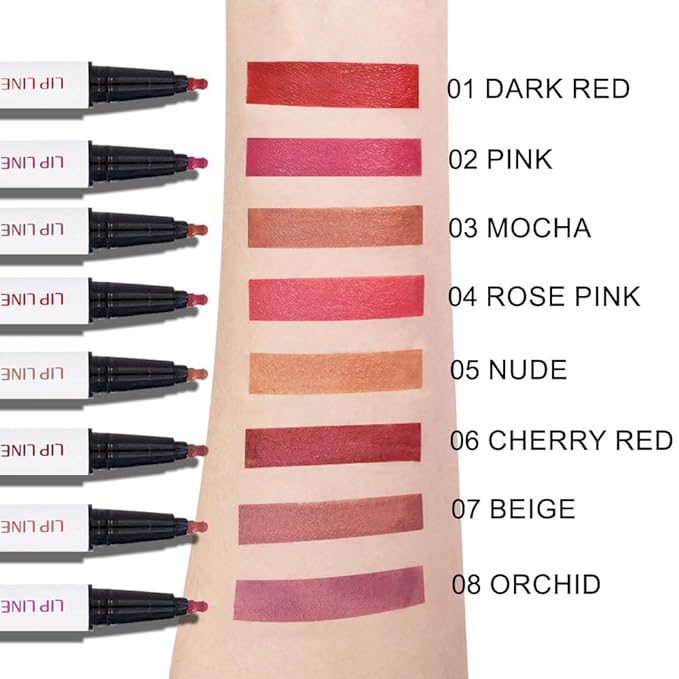 Kaely 2Pcs Dark Red Longwear Liquid Lip Liner Waterproof, 24 Hour Long Lasting Lip Liner Stain Marker Pen, 2-in-1 Matte Semi Permanent Lipliner & Lipstick, Vegan & Cruelty-Free, 01+06