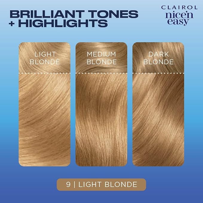 Clairol Nice'n Easy Permanent Hair Dye, 9 Light Blonde Hair Color, Pack of 1
