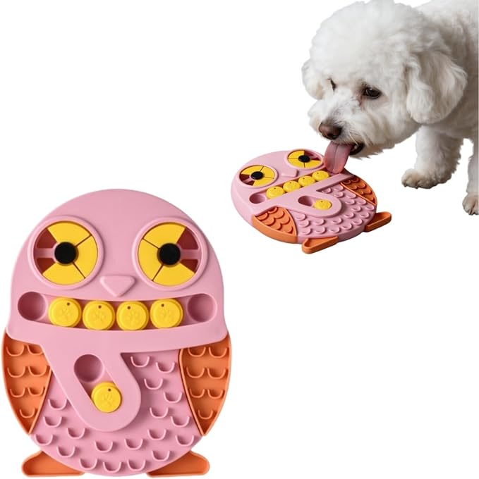 Slow Feeder Dog Bowl & Lick Mat, Interactive Puzzle Toy (Pink)