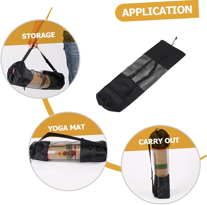 Kisangel Yoga Mat Carrying Bag Mesh Design with Adjustable Shoulder Strap Large Breathable Storage for 35.43X9.84 Inch Yoga Mats 2-Pack