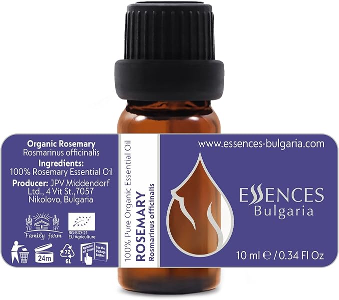 Set Hair Repair Organic Essential Oils | Basil (10ml) + Rosemary (10ml) + Clary Sage (5ml) | 100% Pure and Natural | Undiluted | Therapeutic Grade | Family-Owned Farm | Non-GMO | 3pcs