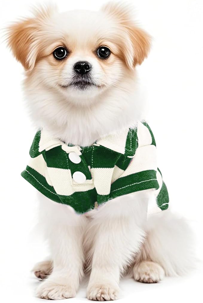 Pistha Dog Shirt Polo Shirt Striped Puppy Clothes for Boy Girl Pets | Dog Shirt Dog Clothes Pet Clothes with Summer Button Up for Small Medium Dogs Cats