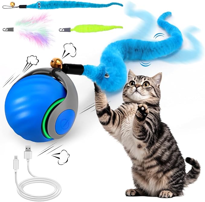 Mity rain Interactive Cat Toy Ball, Rechargeable Cat Toys for Indoor Cats