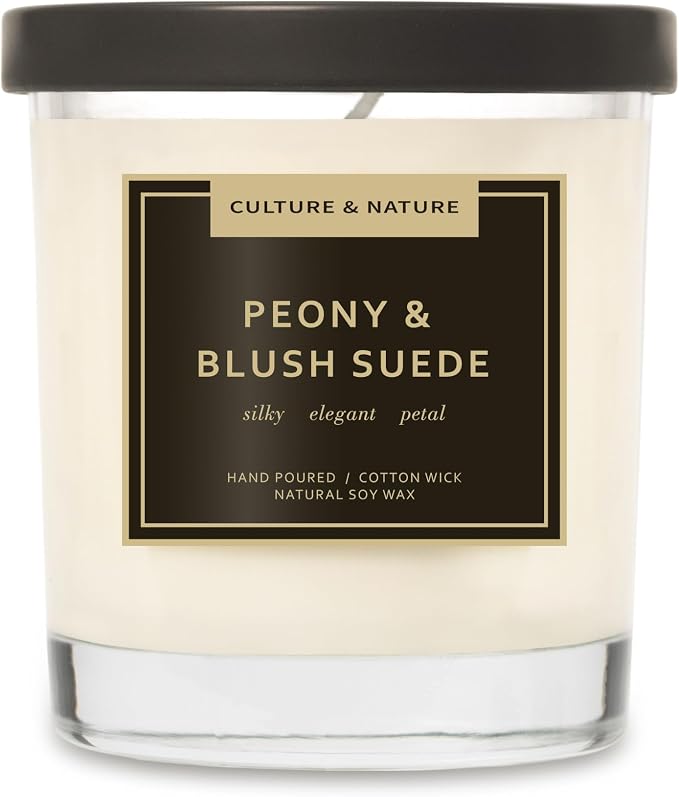 CULTURE & NATURE Natural Soy Wax Candle 7oz Peony & Blush Suede Scented