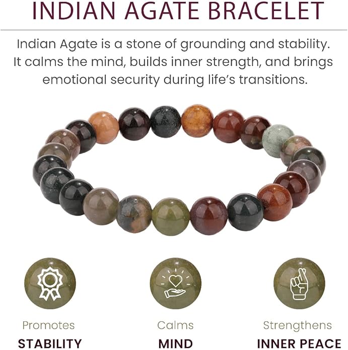 Crystal Vibe 8mm Beaded Bracelets For Women Men - Healing Crystal Bracelet - Adjustable Size