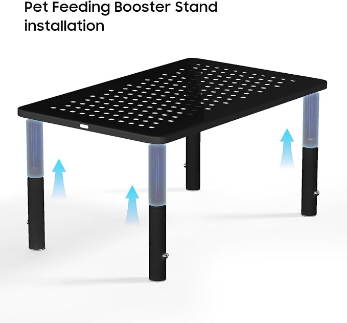 W‌SOWX Adjustable Automatic Cat Feeder Stand, Elevated Cat Food Stand,Black | Lifted Cat Food Table Station,Raises Feeder/Bowls by 4.1"/4.9"/5.7",Relieves Spine and Joints Noticeably on Pets-Sturdy Metal