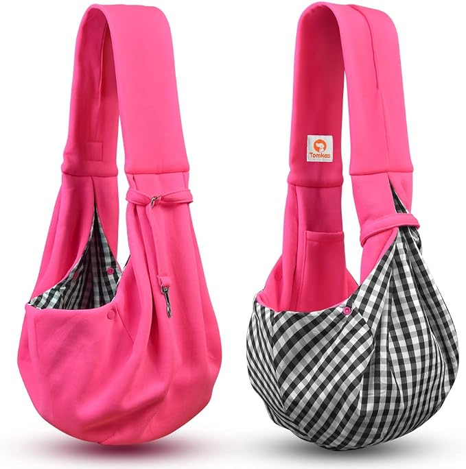Tomkas Dog Cat Carrier Sling Classic Pocket & Classic Strap(M,Rose red)