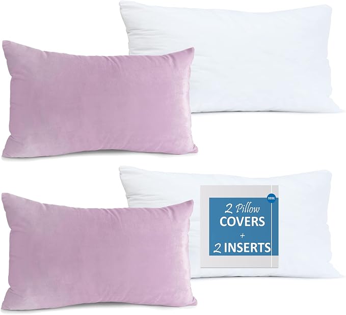 Nestl NB-2TRPLW-12x20-grylvndr Throw-Pillow-Covers, 12x20, Light Gray Lavender 4 Count