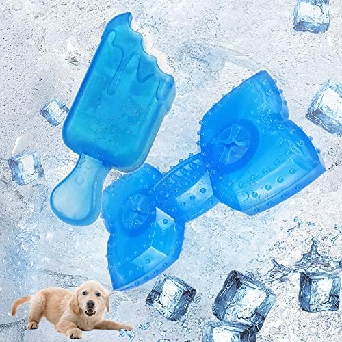 Puppy Chew Toys for Teething, Pack of 2 Freezable Dog Toys, Puppy Teething, Interactive Treat Dispensing, Dog Toys for Small, Medium and Large Breeds, Durable and Safe