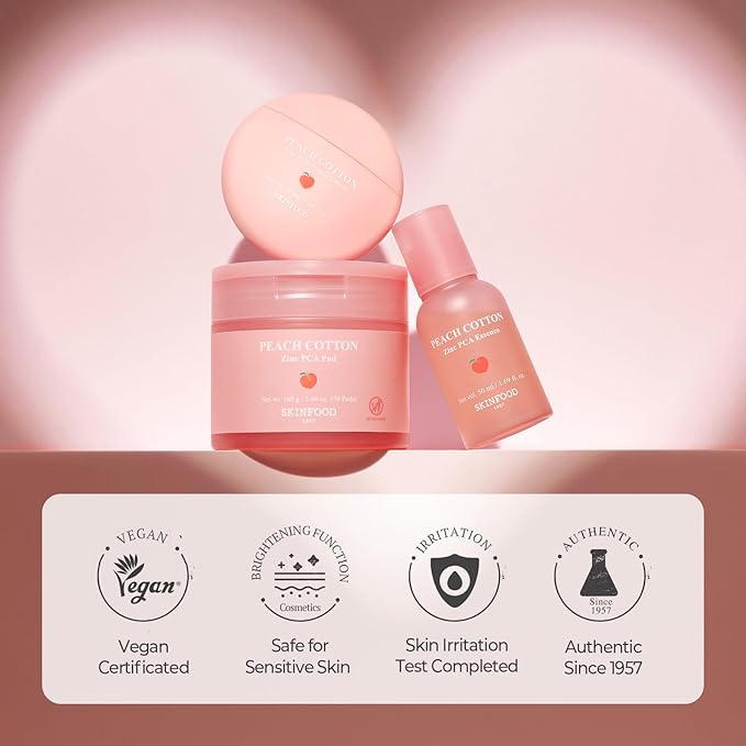 SKINFOOD Peach Cotton Zinc PCA Essence Serum Primer, Korean Skin Care Makeup Prep Hybrid Face Serum, Blurring Matte, Stocking Stuffers, Sebum Oil Control, Hydrating Primer for Sensitive (1.69 fl. oz.)