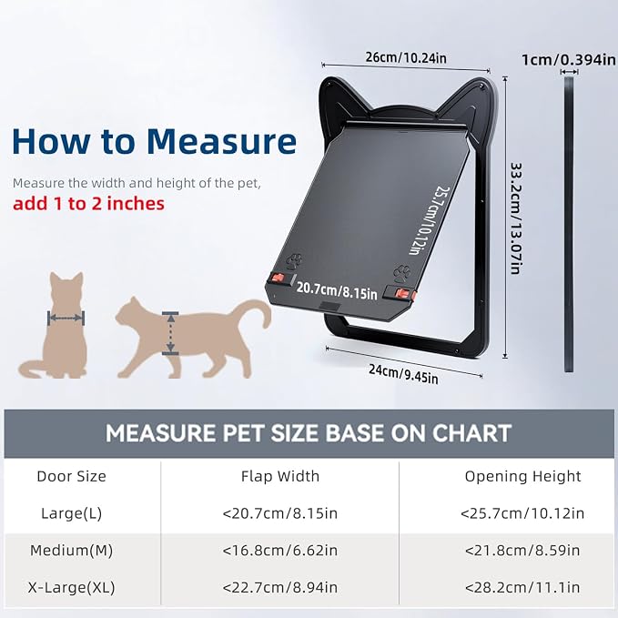 AuraSphere Pet Screen Door Magnetic Lock for Small Dogs and Cats | Size L (10.12x8.15in). For Screen Doors. Easy DIY Install. Durable, Scratch-Resistant. Safety Latch for Pets.
