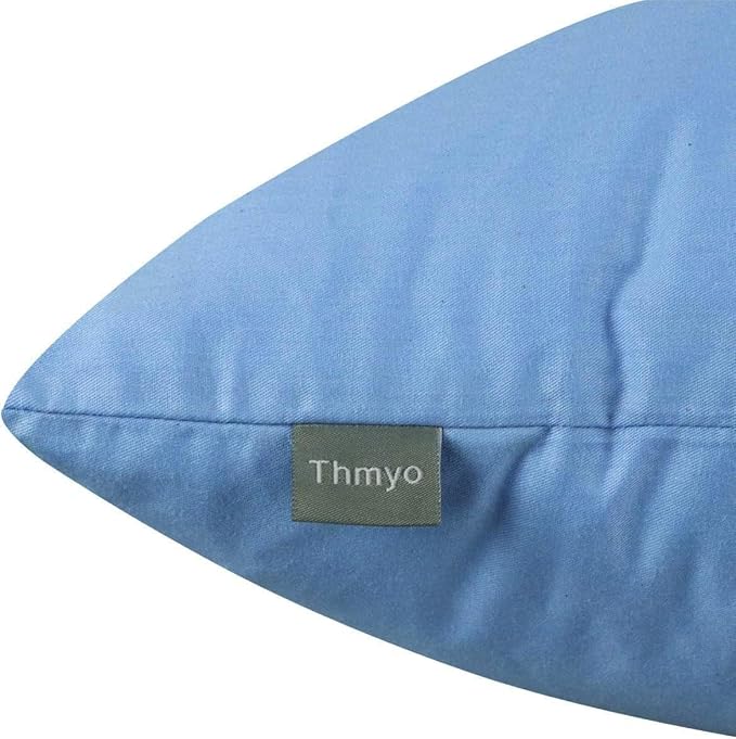 Thmyo 4-Pack 100% Cotton Comfortable Solid Decorative Throw Pillow Case Square Cushion Cover Pillowcase Sublimation Blank Pillow Covers DIY Throw Pillowcase for Sofa(18x18inch/45x45cm,Sky Blue)