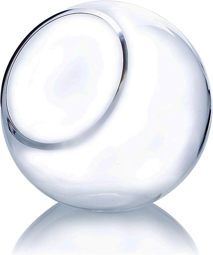 WGV Slant Cut Bowl Glass Vase, Width 7.5", Height 7.5", Clear Round Globe Planter Terrarium Orb, Candy Dish, Fruit Jar, Floral Container for Home Office Decor, 1 Piece