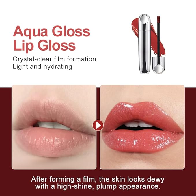 Mirror Shine Lip Gloss, Hydrating Airy Lip Tint, Lightweight Water-Gloss Finish, Moisturizing Crystal Film Lip Glaze, Clear Non-Sticky, Juicy Hydration for Plump, Non-Drying Lips-609#