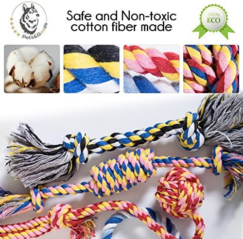 Pets&Goods Dog Rope Chew Toys – 5-Pack Durable Cotton Tug Toys for Puppies & Small/Medium Dogs – Dental Cleaning, Teething Relief, Washable & Safe Play