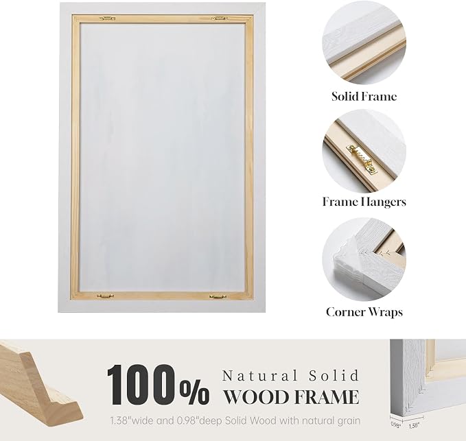 Large White Framed Blue and Gold Abstract Wall Art for Living Room, 24x36 | 2 Piece, Canvas prints, Navy blue paintings, Modern minimalist artwork, Glitter pictures, Dining room bedroom wall decor