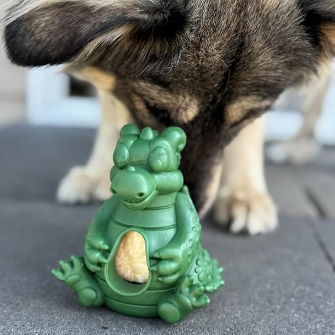 Yeti Puff & Play Interactive Dog Toy, Nugget Treat Dispenser, Green Dragon