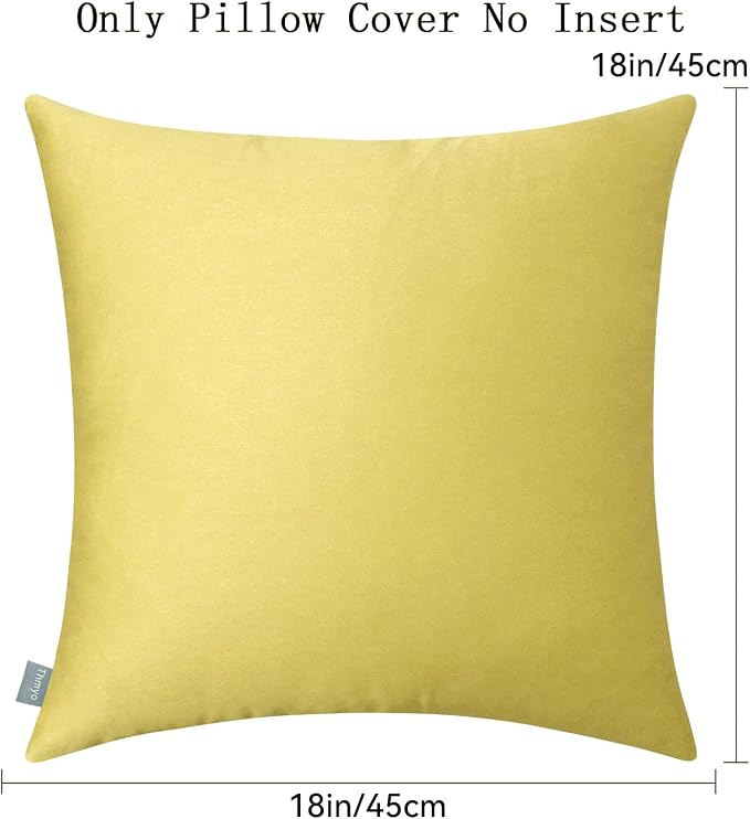 Thmyo 4-Pack 100% Cotton Comfortable Solid Decorative Throw Pillow Case, Square Cushion Cover Pillowcase Sublimation Blank Pillow Covers DIY Throw Pillowcase(18x18 inch/ 45x45cm,Light Yellow 2)