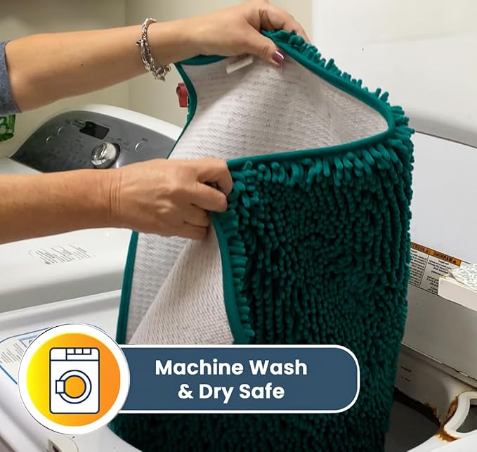 Muddy Mat® | Super Water Absorbent Door Mat Indoor, Microfiber Quick Dry Chenille Entryway Rug, Slip Resistant Front Door Mat, Indoor Mats for Entryway, Machine Washable Pet Rug, Teal 6ft x 9ft