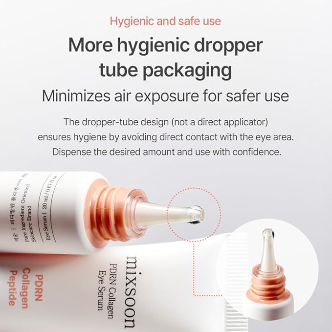 mixsoon PDRN Collagen Eye Serum - Revived Under Eye Serum with Gentle, Smooth Formula for Sensitive Under Eye Skin 20ml / 0.68 fl.oz. Korean Glass Skin Care