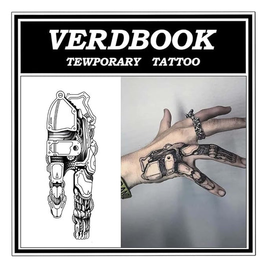Waterproof Temporary Tattoos: 2-Sheet Tattoo Kit with Realistic Body Stickers, Semi-Permanent Tattoos for Adults Lasting 7-15 Days – Safe for Men & Women, Mechanical fingers