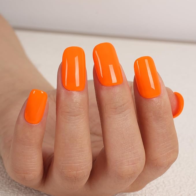 Orange Neon Gel Polish,15ml UV/LED Soak Off Bright Orange Gel Nail Polish Kit for Manicure Salon or DIY Nail Art at Home,Summer Holiday Color Gel - GP0085
