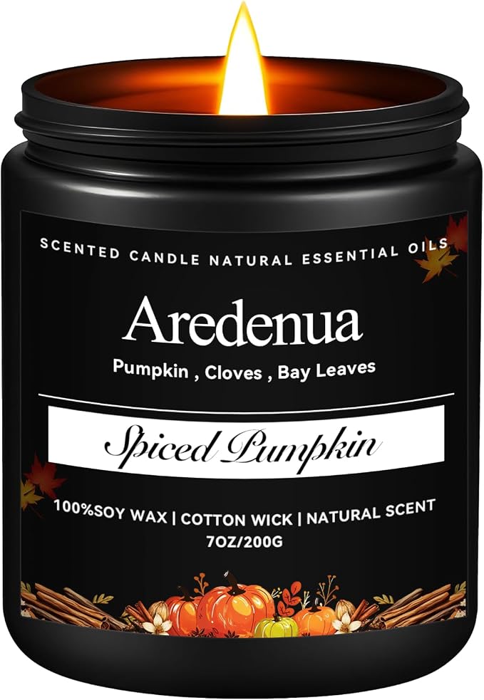 Spiced Pumpkin Candles – Fall Scented Candles with Pumpkin & Festive Spice, Autumn Candle for Home Décor, Cozy Seasonal Holiday Candle Gift for Women & Men