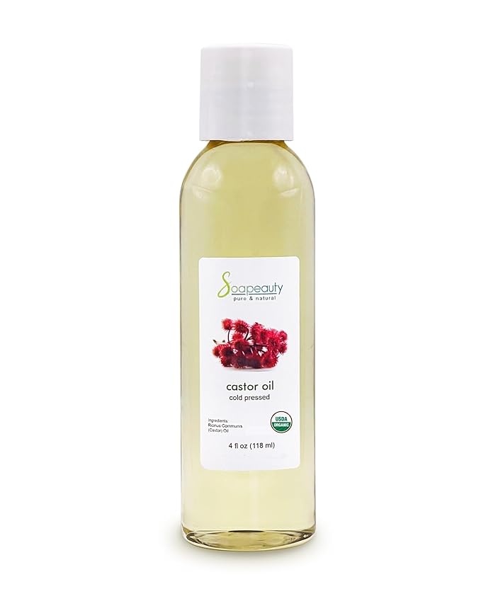Soapeauty Cold Pressed Castor Oil USP Grade USDA Organic | Hexane Free 100% Pure Natural Castor Oil Promotes Healthy Skin & Hair | Thickens Eyebrows & Lengthens Eyelashes - 4 Fl Oz