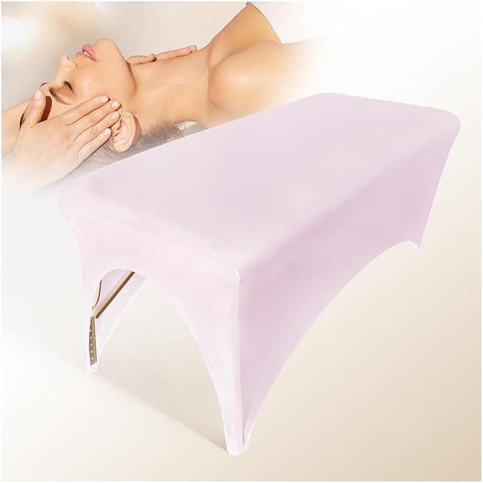 Spa Bed Cover Professional Lash Bed Cover Stretchy Massage Table Cover Beauty Bed Protective Topper, Excellent for Lash Extension, Spa, Massage, Beauty Salon, Wax, Tattoo Bed and Table (Pink)