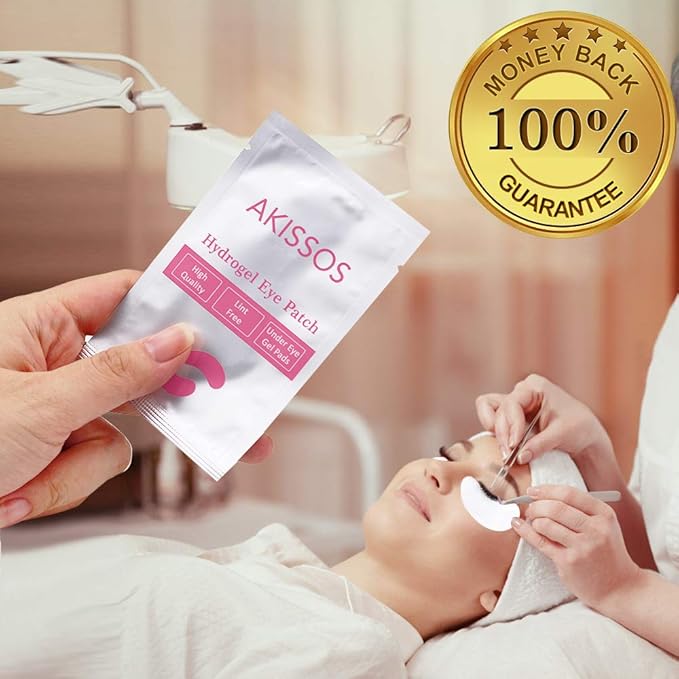 Hydrogel Eye Patch Eyelash Extension Supplies - Akissos 100 PCS Lash Extension Supplies Lift Tint Under Eye Pads Undereye Gel Patches Lint Free Professional Individual DIY Beauty Tool - 3nd Gen