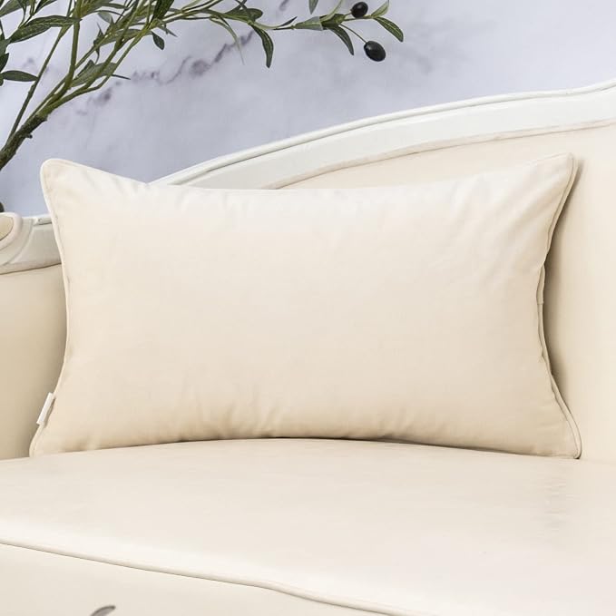 Beige Throw Pillow Cover Wavy Cushion Cover Modern Zippered Rectangular Pillowcase for Sofa Couch Bedroom Living Room Home, 12x20 Inch