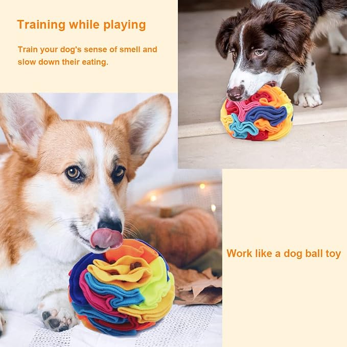 Ablechien Snuffle Ball - Snuffle Ball for Dogs, Interactive Dog Toys to Keep Them Busy, Puppy Dog Puzzle Toy with Storage Bag Machine Washable