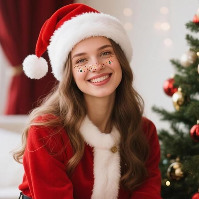 7 Pieces Christmas Face Freckles Tattoo Stickers, Waterproof Makeup Stickers for kids and adults