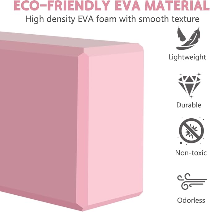 9"x6"x3" Yoga Blocks, Soft Non-Slip Surface Premium Foam Blocks, Supportive, Lightweight, Odor Resistant, Yoga Accessories for Pilates Meditation General Fitness Stretching Toning
