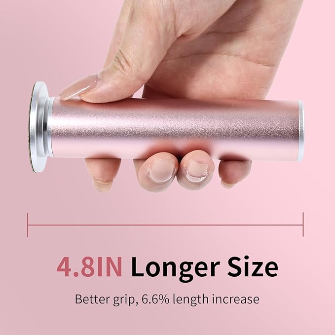 AprElm 4.8IN Longer Electric Foot Callus Remover with 80pcs Sandpaper Discs, Professional Aluminum Callus Remover for Feet, Stepless Speed Control Pedicure Tools for Dead Skin (Pink)