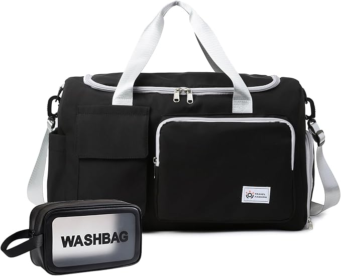Small Gym Bag for Women, Travel Duffle Bag Carry On Weekender Bag with Shoe Compartment