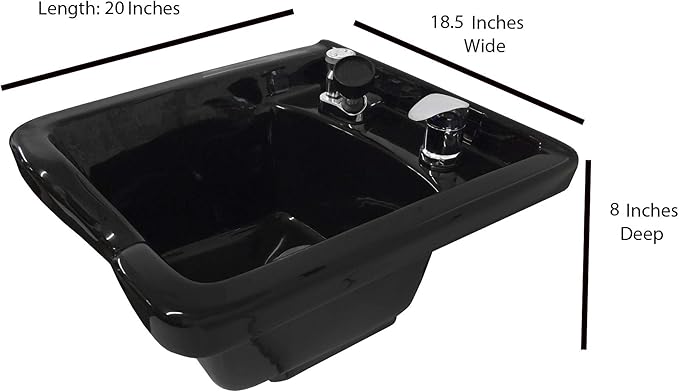 Square Black CERAMIC Wall Mounted Beauty Salon Shampoo Bowl TLC-B41W