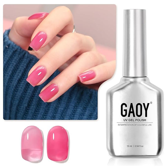 GAOY Jelly Gel Nail Polish, 16ml Sheer Pink Translucent Soak Off Gel Polish, UV Light Cure for Nail Art DIY, 2134 Pink Tulip