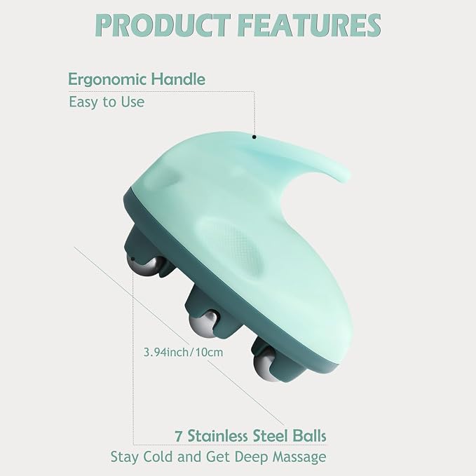 Lymphatic Massage Roller for Cellulite Remover Body Sculpting - Handheld Cellulite Massage Tool for Body Bloat Blood Circulation Lymphatic Drainage Green