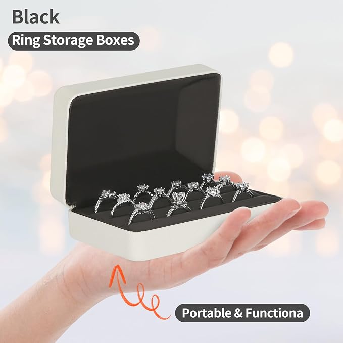 KUKUVR Velet Jewelry Ring Storage Box | Travel Jewelry Case with 3 Slot Ring Display Organizer