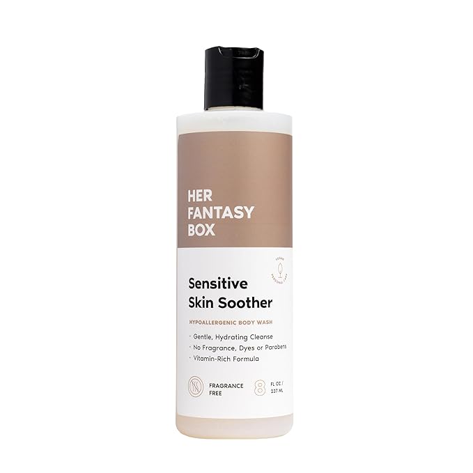Her Fantasy Box | Sensitive Skin Soother Gentle Body Wash – Fragrance-Free Probiotic Cleanser with Chamomile, pH Balanced, Vegan & Cruelty Free, 8 oz