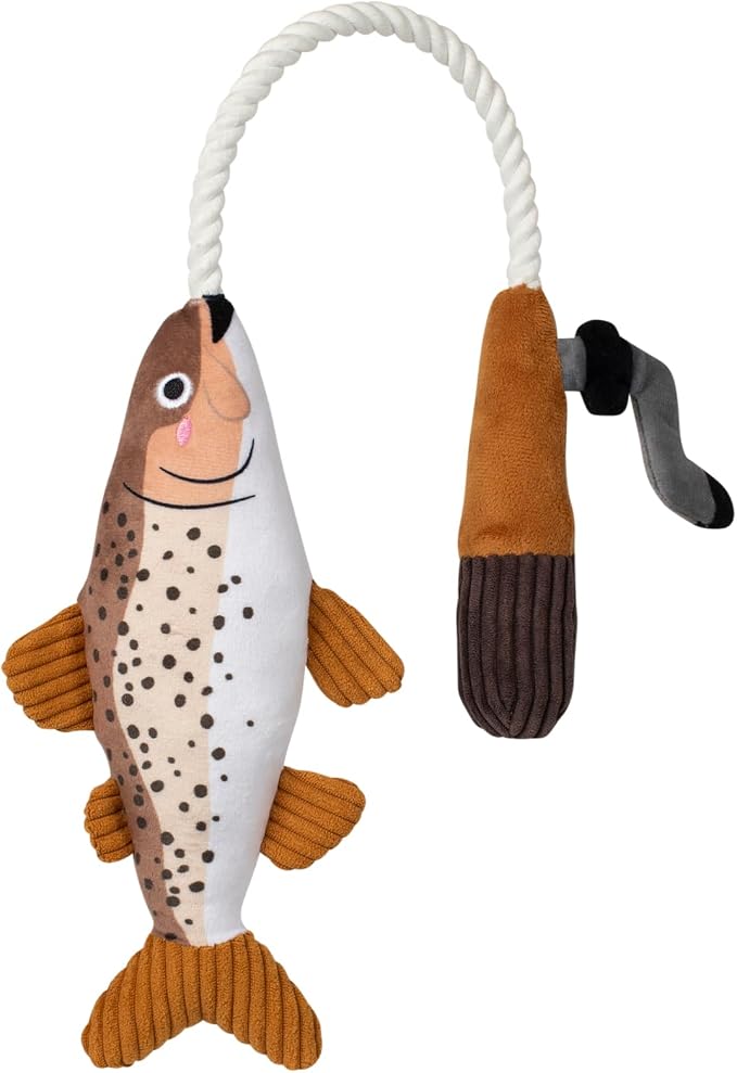 Fringe Studio On the Line Plush Dog Toy, Fish Pet Toy, PetShop Lake Life Collection (314761)