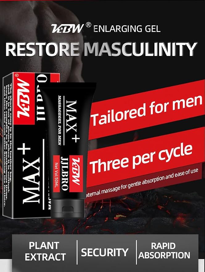Huge Max+ XXXL Massage Enlargement Gel for Men - Big Size Power Repair Cream Oil for Huge Enhanced Size, Enlarge Thickness, Strength, and Prolonged Performance (Max+)