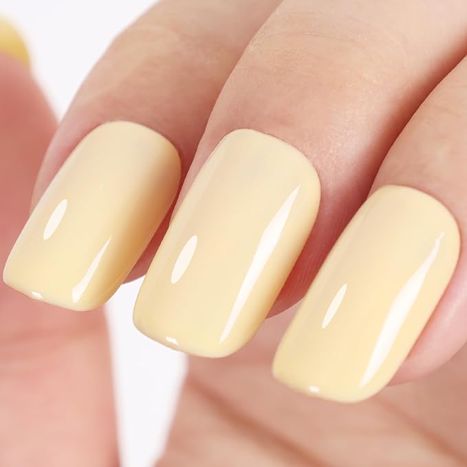 Cream Yellow Gel Nail Polish, 0.51 Fl Oz UV/LED Soak Off Yellow Gel Polish for DIY Nail Art at Home or Manicure Salon- GP0112